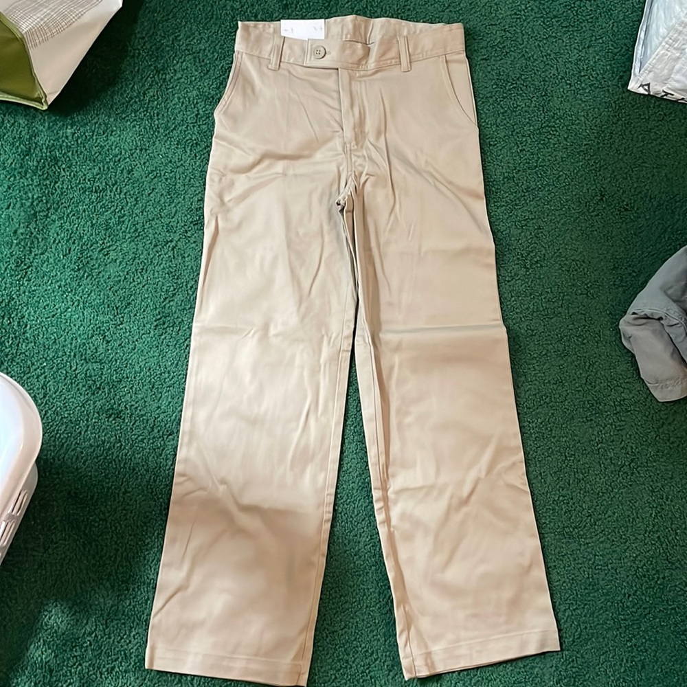 Tags on khaki/tan girls pants! Great for school uniform!